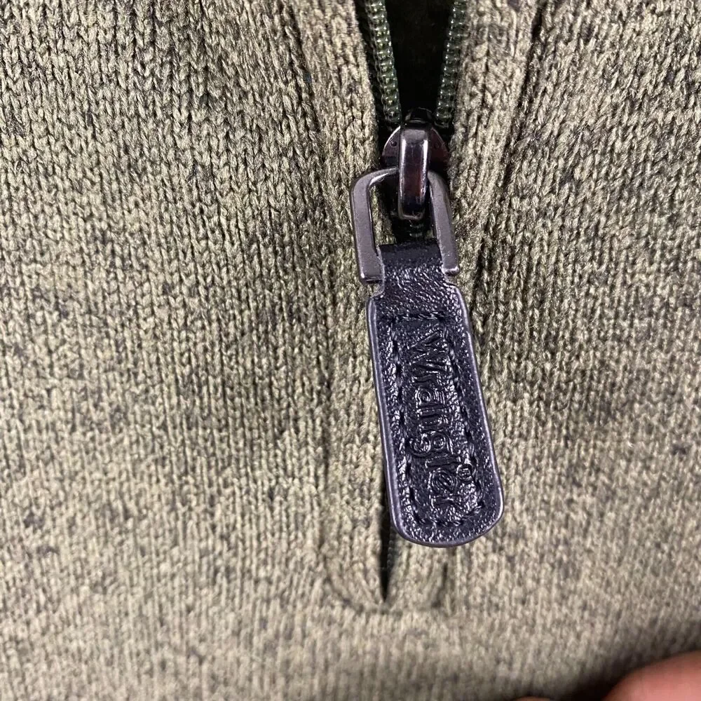 Wrangler Authentics Sweater Men's 3XL / TG Mock‎ Neck Green 1/4 Zip Long Sleeve